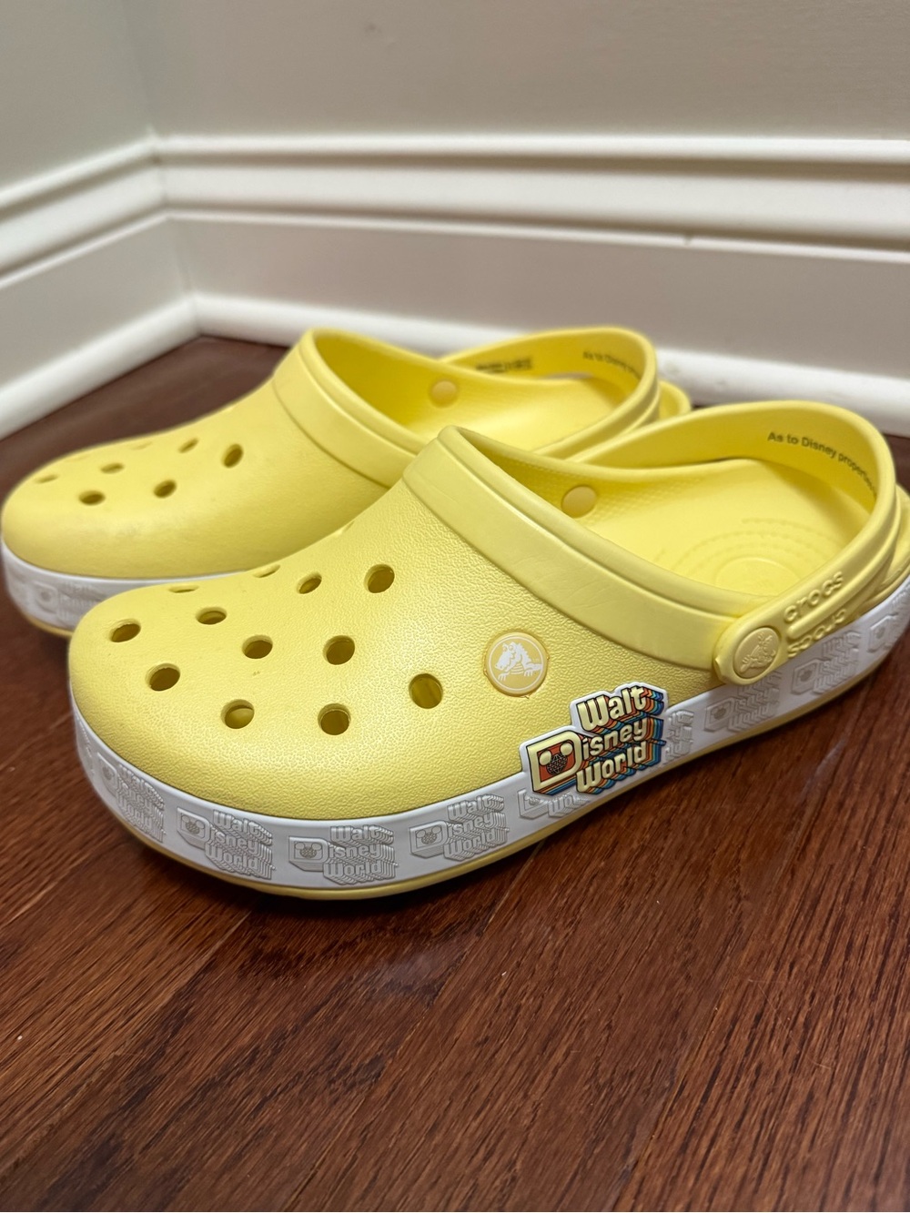 Disney Yellow Foam Clogs with Walt Disney World Badge